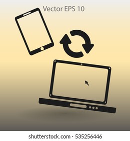 conjugation  between the phone and a laptop vector illustration