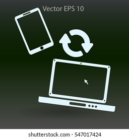 conjugation  between the phone and a laptop vector illustration