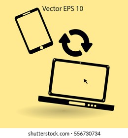 conjugation  between the phone and a laptop vector illustration