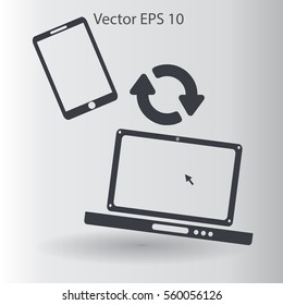 conjugation  between the phone and a laptop vector illustration