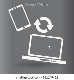 conjugation  between the phone and a laptop vector illustration