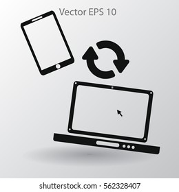 conjugation  between the phone and a laptop vector illustration