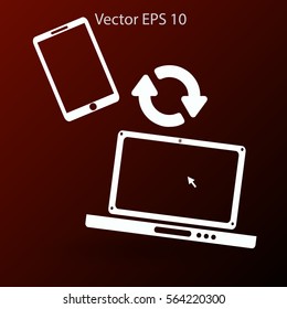 conjugation  between the phone and a laptop vector illustration