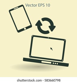 conjugation  between the phone and a laptop vector illustration