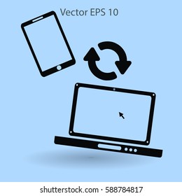 conjugation  between the phone and a laptop vector illustration