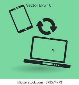 conjugation  between the phone and a laptop vector illustration