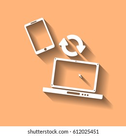 conjugation  between the phone and a laptop vector illustration