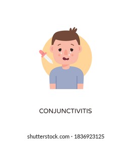 Conjunctivitis Cartoon Character icon in vector. Logotype