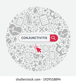 (Conjuntivitis) enfermedad escrita en barra de búsqueda, ilustración vectorial