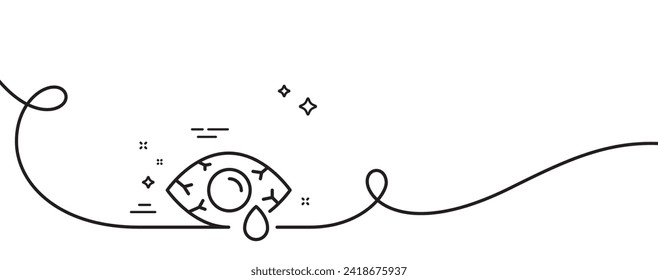 Conjunctivitis eye line icon. Continuous one line with curl. Oculist clinic sign. Optometry vision symbol. Conjunctivitis eye single outline ribbon. Loop curve pattern. Vector
