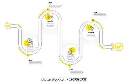 Conjunctivitis eye, Skin care and Messages line icons set. Timeline plan infograph. Vision test sign. Optometry clinic, Hand cream, Notifications. Eyesight check. People set. Vector