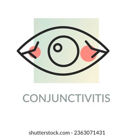 Conjunctivitis Infection in Eye - Pink Eye - Icon as EPS 10 File