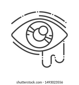 Conjunctivitis line black icon. Infectious diseases. Eye inflammation. Allergy symptoms. Sign for web page, mobile app, button, logo. Vector isolated button. Editable stroke.