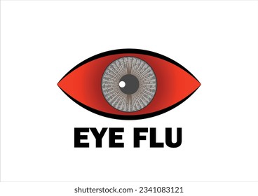 El virus de la conjuntivitis afectó a los ojos rojos, la infección por gripe ocular, la ilustración vectorial en el fondo blanco. Adecuado para sitio web, afiche y banner