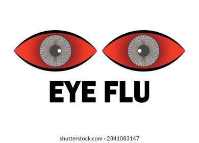 Virus de la Conjuntivitis afectado por el ojo rojo, concepto de infección por gripe ocular con diseño de iconos, ilustración vectorial 10 eps gráfico.