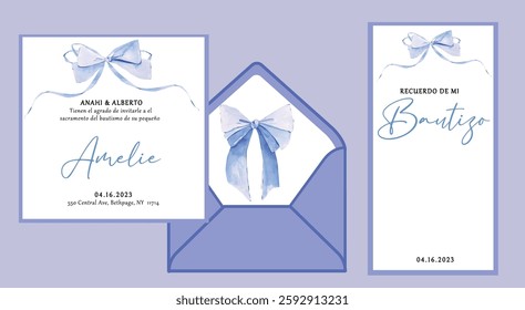 Conjunto de invitación  bautizo.Color morado y azul. Puede ser usado tarjeta de cumpleaños , Tarjeta  invitación , Folleto. Estilo minimal moderno.Vector o Ilustracion