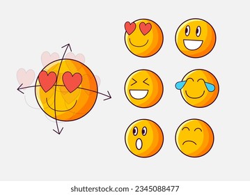 Conjunto de iconos de emoji emoticonos de estilo plano abstracto