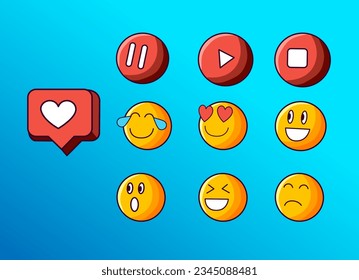 Conjunto de iconos de emoji emoticonos de estilo plano abstracto