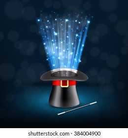 Conjurer hat with magical glow. EPS10 vector