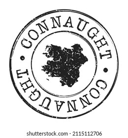 Connacht, Ireland Silhouette Postal Passport. Stamp Round Vector Icon Map. Design Travel Postmark. 