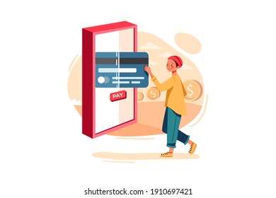 Connect Banking Card for online payment Vector Illustration concept. Flat illustration isolated on white background.