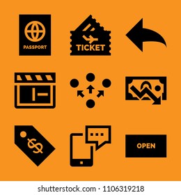 connect, banner, design, man, retail and line icon vector set. Flat vector design with filled icons. Designed for web and software interfaces