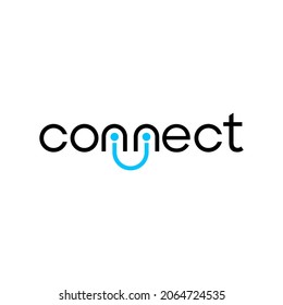 Connect Black and Blue Lowercase Logo Design Template Elements. Connected linked n and n letters. Modern Networking Logo Design Vector.