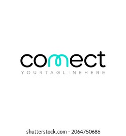 Connect Black and Blue Turquoise Lowercase Logo Design Template Elements. Connected linked n and n letters with line. Modern Networking Logo Design Vector.