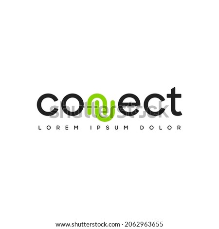 Connect Black and Green Lowercase Logo Design Template Elements. Connected linked n and n letters. Modern Networking Logo Design Vector.