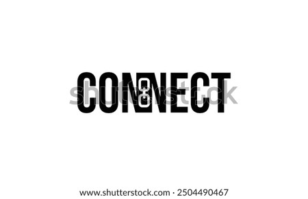 Connect Black Logo Design Template Elements. Connected with chain n and n letters. Modern Networking Logo Design Vector.
