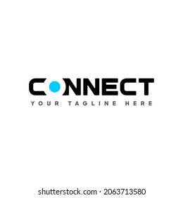 Connect Black and Turquoise Uppercase Logo Design Template Elements. Connected linked c o n letters with negative space and dot. Modern Networking Logo Design Vector.