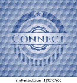 Connect blue emblem with geometric background.