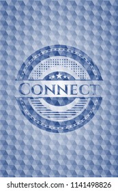 Connect blue emblem with geometric pattern.