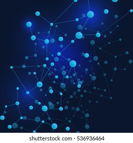 Connect blue lines. Abstract technology glowing line and dots
