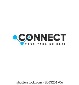 Connect Blue Turquoise and Black Uppercase Logo Design Template Elements. Connected linked o letters with dots. Modern Networking Logo Design Vector.