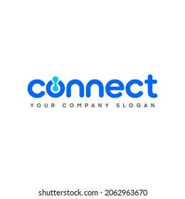 Connect Blue and Turquoise Lowercase Logo Design Template Elements. Connected with power. Modern Networking Logo Design Vector.