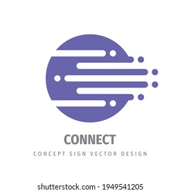 Connect business logo design. Abstract graphic sign. Digital electronic software symbol. Progress technology icon. Database information emblem. Vector illustration. 