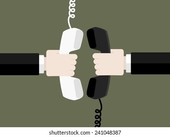 Connect by phone concept. Flat design vector illustration