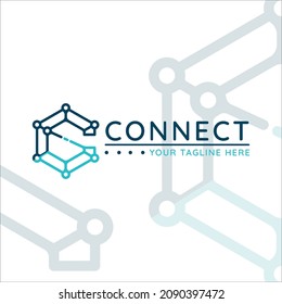connect c letter logo vector simple illustration template icon graphic design. web connection symbol