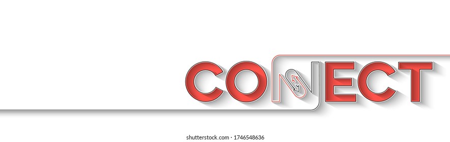 Connect Calligraphic Line Art Text  Banner Poster Vector Illustration Design.