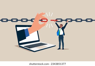 Conectar cadenas. Problemas en la cadena de suministro. Cadena corporativa. Ilustración del vector