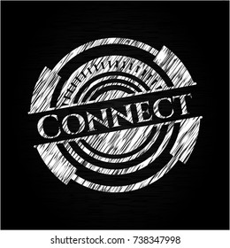Connect chalk emblem written on a blackboard