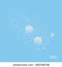 Conectar el círculo y el fondo de las líneas. Diseño de construcción geométrica. Plantilla de tecnología vectorial. Comunicación global del espacio de modelos