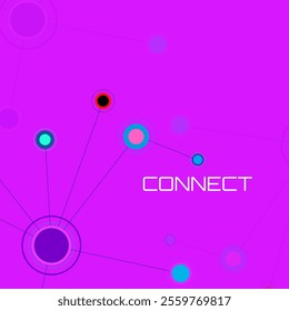 Connect with colorful circles. Technology background. Vector illustration