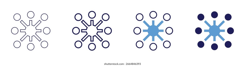 Verbinden Sie Commerce-Symbol in 4 verschiedenen Stilen. Dünne Linie, Linie, Fette Linie, Duotone. Duotone-Stil. Bearbeitbarer Strich.