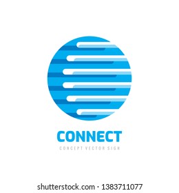 Connect - concept business logo template vector illustration. Abstract globe creative sign. Digital technology icon. Graphic design element. 