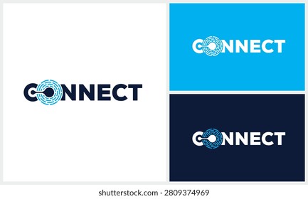Connect connection internet technology typography logo design