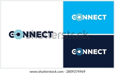 Connect connection internet technology typography logo design