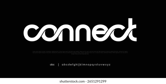 Conecte-se Creative logo fontes modernas tecnologia alfabeto. Tipografia abstrata esporte urbano, techno, moda, digital, futuro criativo logotipo fonte. ilustração vetorial