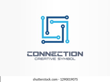 Connect creative symbol concept. Community network, communication circuit abstract business logo. Square integration, digital technology group icon. Corporate identity logotype, company graphic design